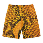 Yellow And Black Snakeskin Print Men's Swim Trunks