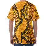 Yellow And Black Snakeskin Print Men's Velvet T-Shirt