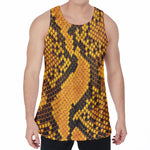 Yellow And Black Snakeskin Print Men's Velvet Tank Top