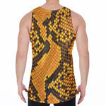 Yellow And Black Snakeskin Print Men's Velvet Tank Top