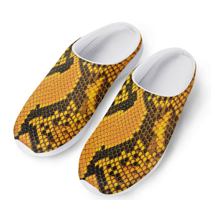 Yellow And Black Snakeskin Print Mesh Casual Shoes