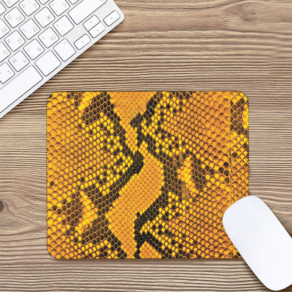 Yellow And Black Snakeskin Print Mouse Pad
