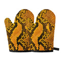 Yellow And Black Snakeskin Print Oven Mitts