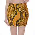 Yellow And Black Snakeskin Print Pencil Mini Skirt