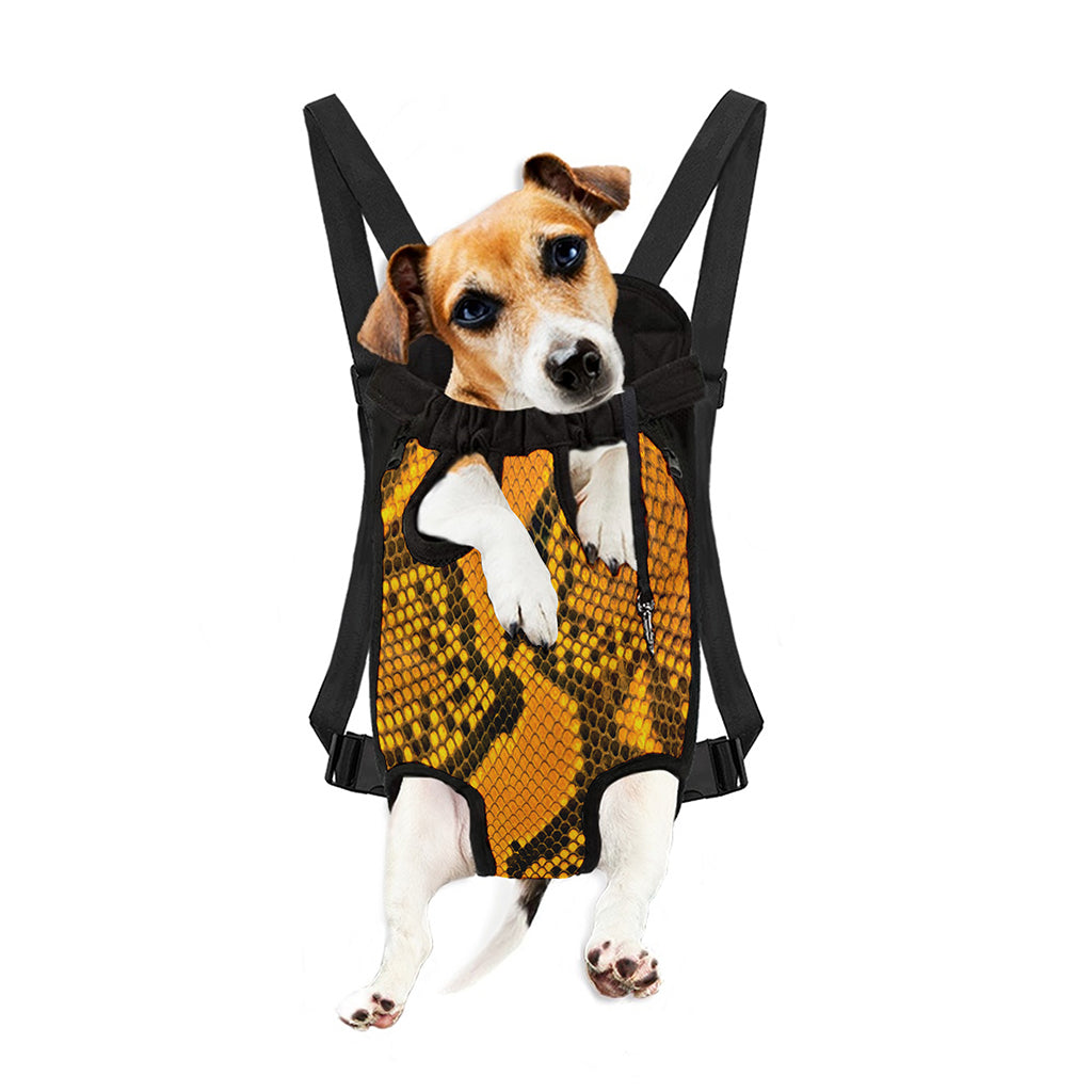 Yellow And Black Snakeskin Print Pet Carrier Backpack