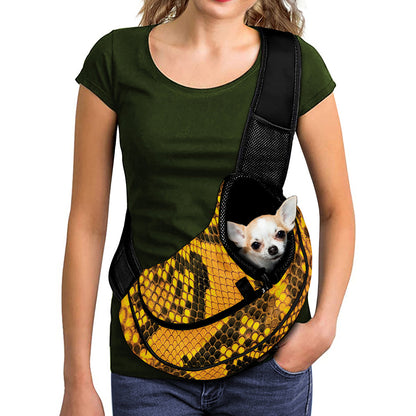 Yellow And Black Snakeskin Print Pet Sling Carrier