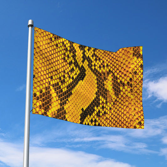 Yellow And Black Snakeskin Print Polyester Flag