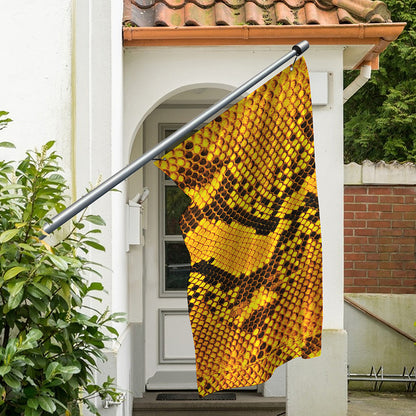 Yellow And Black Snakeskin Print Polyester Flag