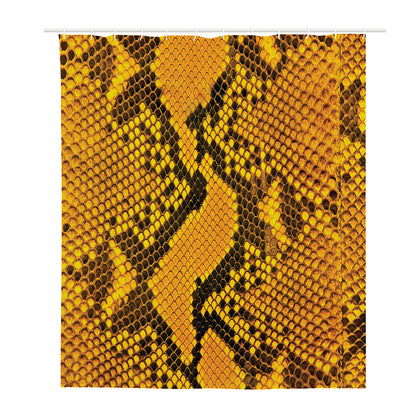 Yellow And Black Snakeskin Print Polyester Shower Curtain