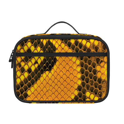 Yellow And Black Snakeskin Print Portable Lunch Bag