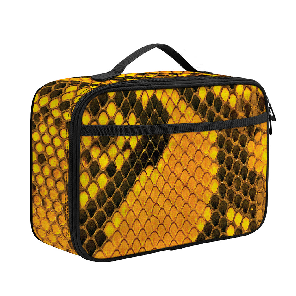 Yellow And Black Snakeskin Print Portable Lunch Bag