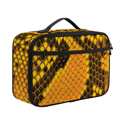 Yellow And Black Snakeskin Print Portable Lunch Bag