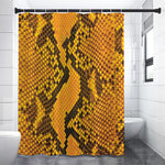 Yellow And Black Snakeskin Print Premium Shower Curtain