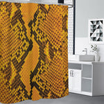 Yellow And Black Snakeskin Print Premium Shower Curtain