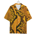 Yellow And Black Snakeskin Print Rayon Hawaiian Shirt