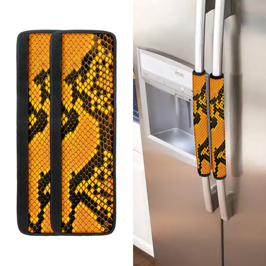 Yellow And Black Snakeskin Print Refrigerator Handle Covers