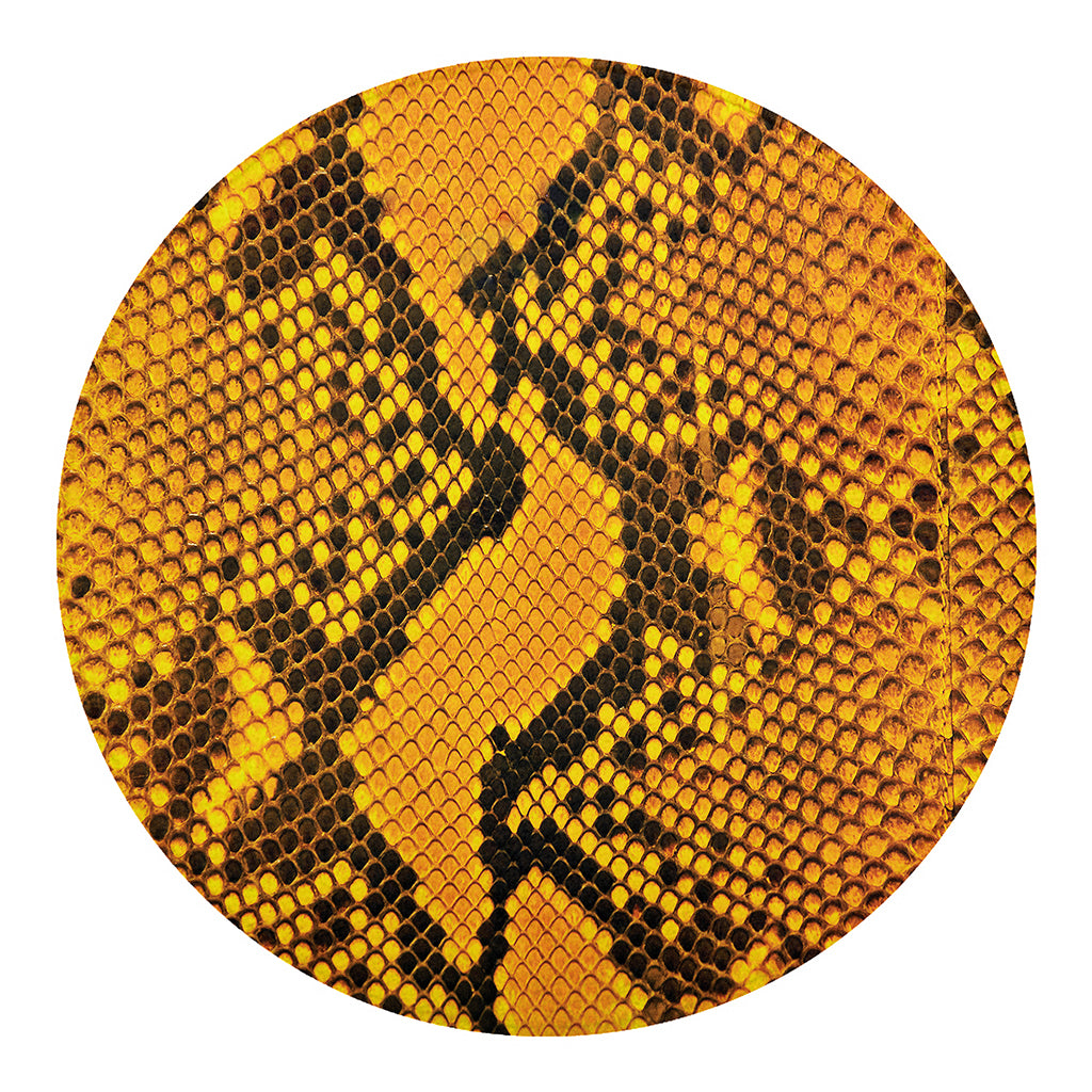 Yellow And Black Snakeskin Print Round Blanket