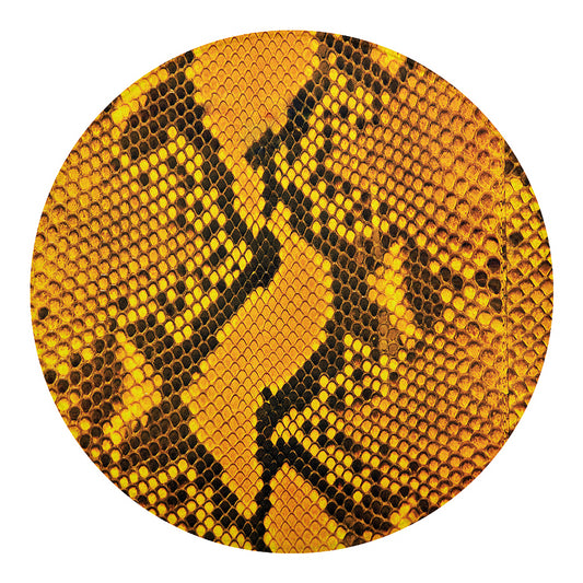 Yellow And Black Snakeskin Print Round Blanket