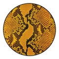 Yellow And Black Snakeskin Print Round Floor Mat