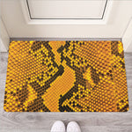 Yellow And Black Snakeskin Print Rubber Doormat