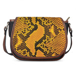 Yellow And Black Snakeskin Print Saddle Bag