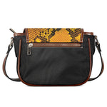 Yellow And Black Snakeskin Print Saddle Bag
