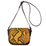 Yellow And Black Snakeskin Print Saddle Bag