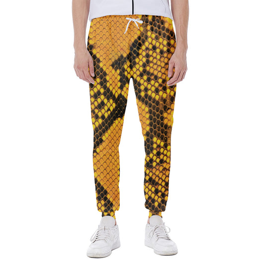 Yellow And Black Snakeskin Print Scuba Joggers