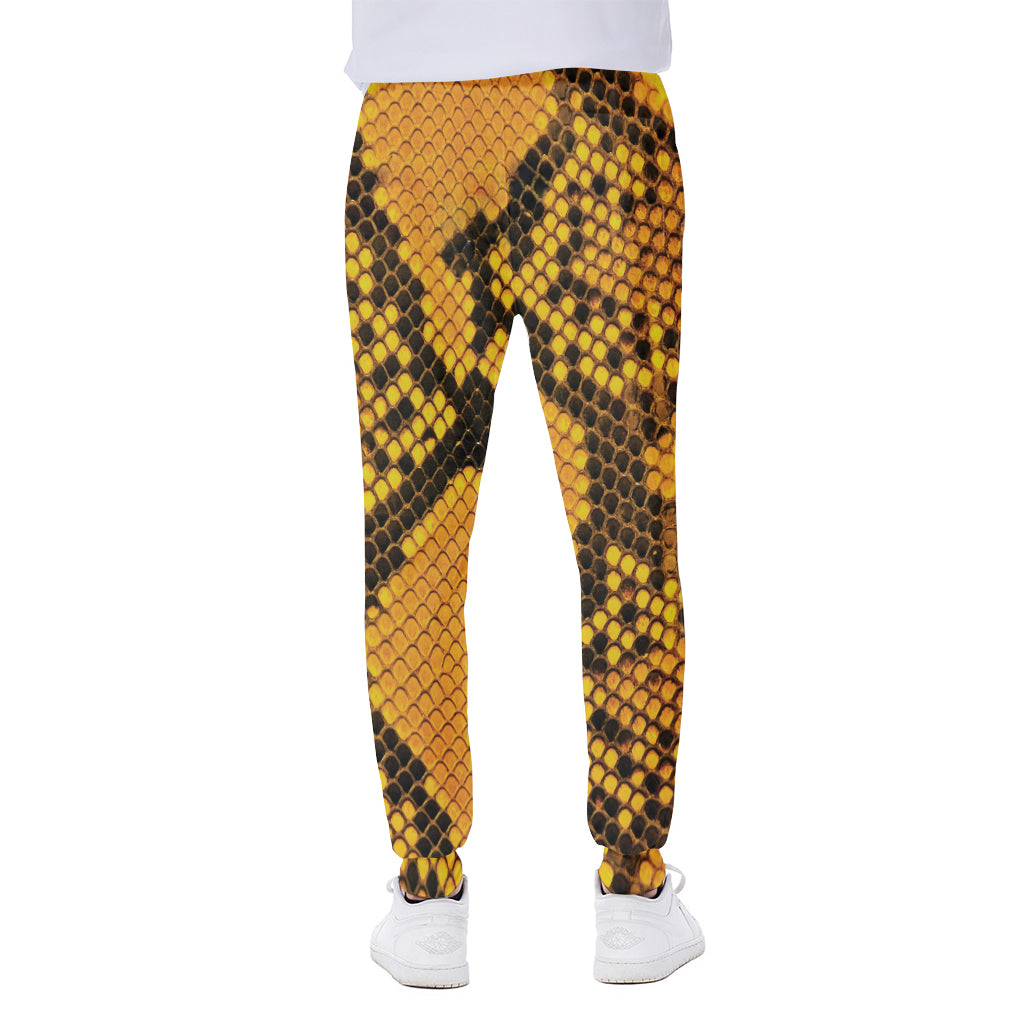 Yellow And Black Snakeskin Print Scuba Joggers
