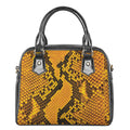 Yellow And Black Snakeskin Print Shoulder Handbag