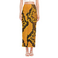 Yellow And Black Snakeskin Print Side Slit Maxi Skirt