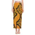 Yellow And Black Snakeskin Print Side Slit Maxi Skirt