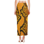 Yellow And Black Snakeskin Print Side Slit Maxi Skirt
