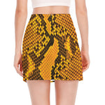 Yellow And Black Snakeskin Print Side Slit Mini Skirt