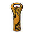 Yellow And Black Snakeskin Print Single Neoprene Wine Tote