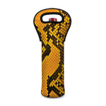 Yellow And Black Snakeskin Print Single Neoprene Wine Tote