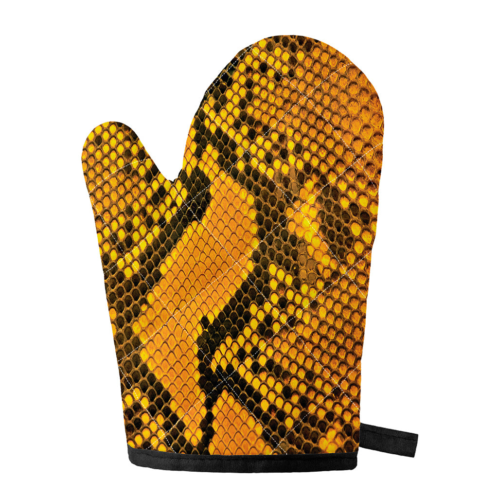 Yellow And Black Snakeskin Print Single Oven Mitt