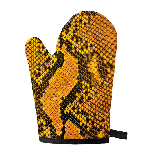 Yellow And Black Snakeskin Print Single Oven Mitt