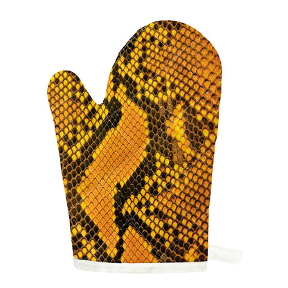 Yellow And Black Snakeskin Print Single Oven Mitt