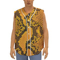 Yellow And Black Snakeskin Print Sleeveless Baseball Jersey