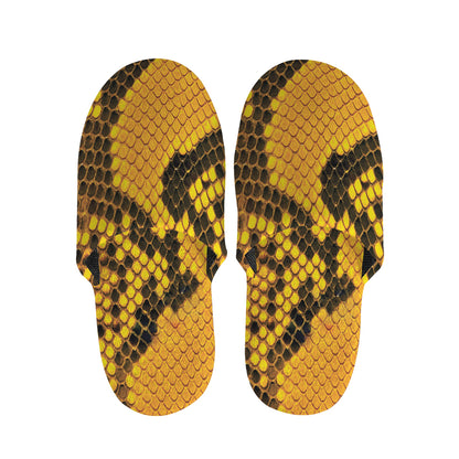 Yellow And Black Snakeskin Print Slippers