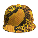 Yellow And Black Snakeskin Print Snapback Cap