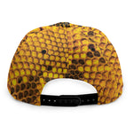 Yellow And Black Snakeskin Print Snapback Cap