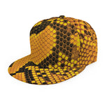 Yellow And Black Snakeskin Print Snapback Cap
