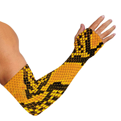 Yellow And Black Snakeskin Print Sun Protection Arm Sleeves