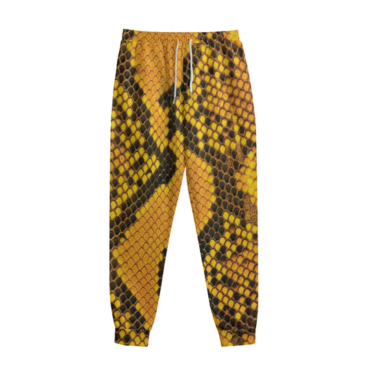 Yellow And Black Snakeskin Print Sweatpants