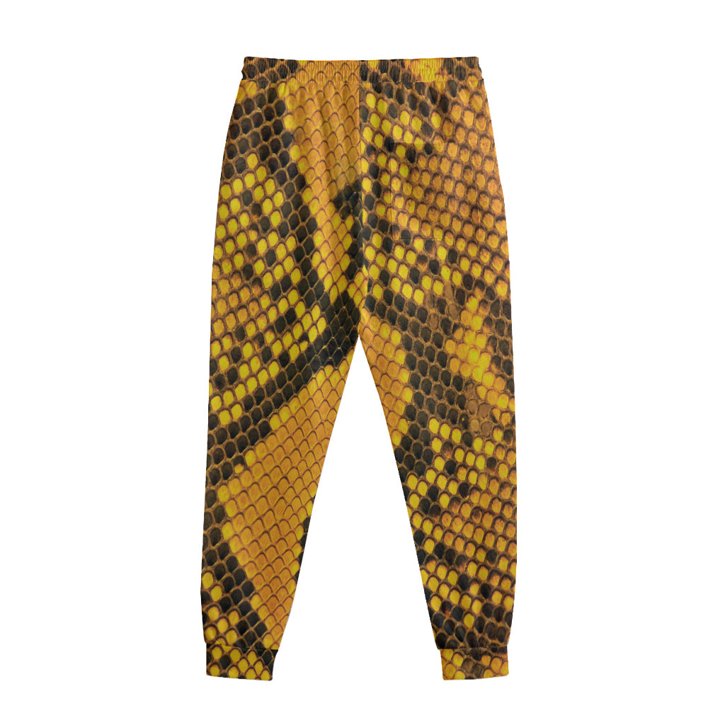 Yellow And Black Snakeskin Print Sweatpants
