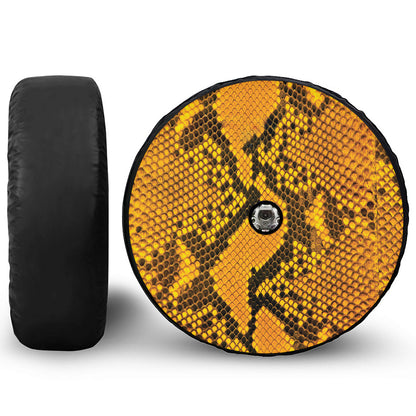 Yellow And Black Snakeskin Print Tire Cover With Camera Hole