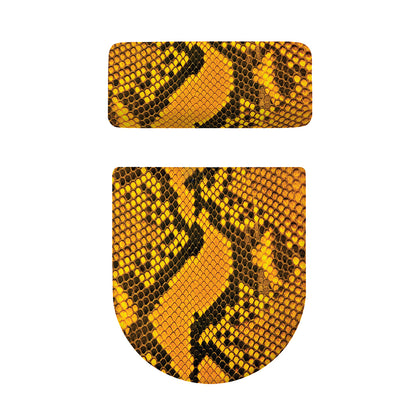 Yellow And Black Snakeskin Print Toilet Lid And Tank Cover Set