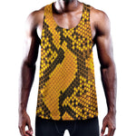 Yellow And Black Snakeskin Print Training Tank Top